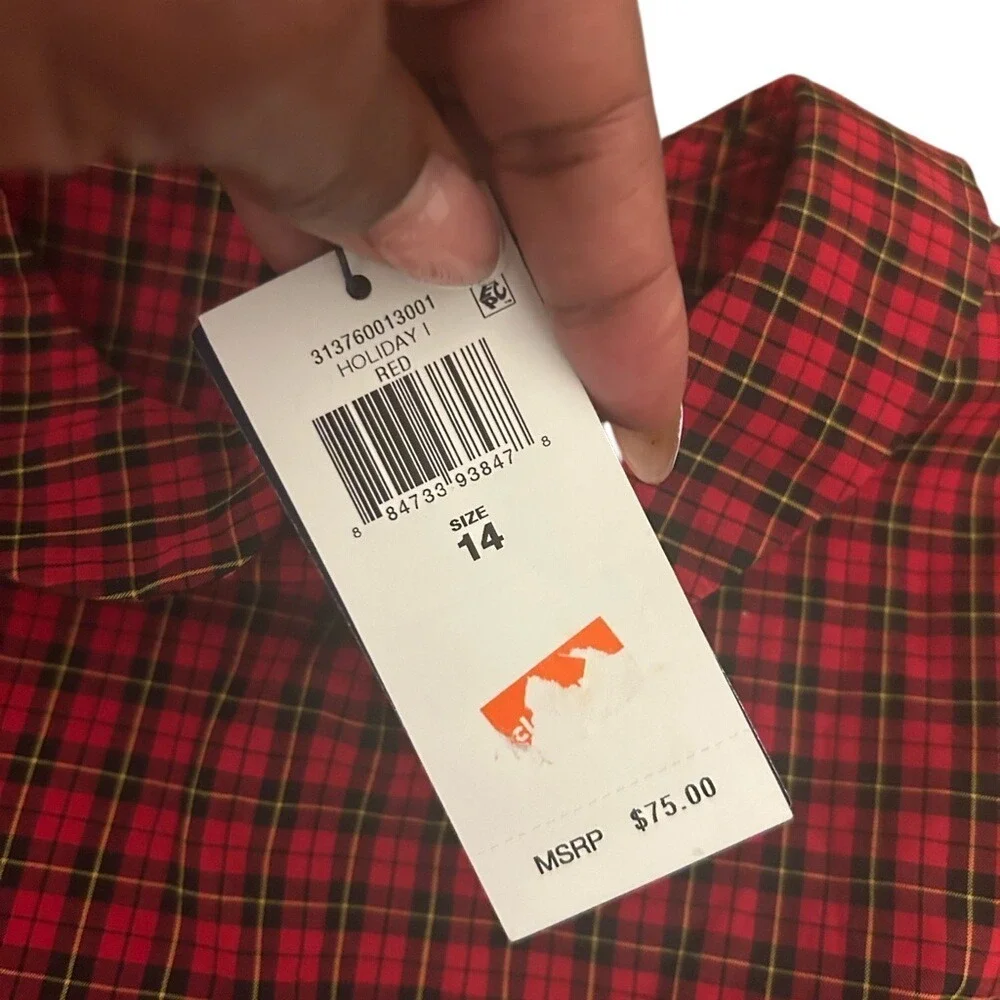 Polo Ralph Lauren Plaid Dress Kids 14 Red NEW Holiday Tartan Peter Pan Collar
